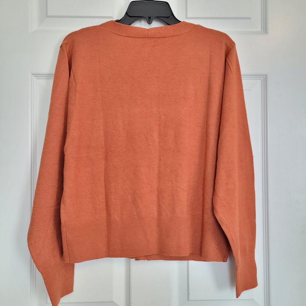 NWT Burnt Orange Cardigan Recycled Materials Size Large - Picture 2 of 6